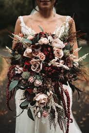 burgundy and taupe silk wedding flowers