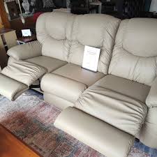beige leather la z boy reclining sofa