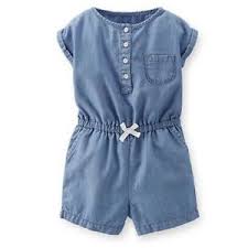 Details About New Carters Girls Chambray Summer Romper Outfit Mini Blues Nwt 6m