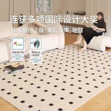 wool nylon black squares cream carpet