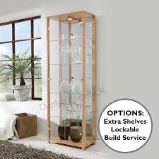 Home Double Beech Glass Display Cabinet