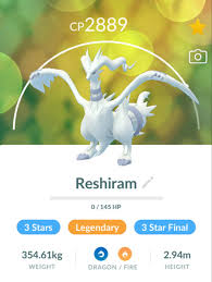 Legendary Reshiram - 3 Stars - Pokémon Go | Pokemon go, Pokemon, Garden  sculpture