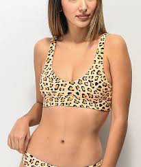 Damsel Into The Jungle Natural And Leopard Print Bralette Bikini Top