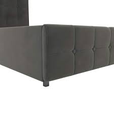 Dhp Ryan Grey Velvet Upholstered Bed W Storage Queen De80949
