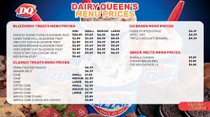 updated dairy queen menu s on all