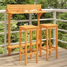 Tamia Wooden Balcony Bar Table With 2
