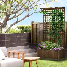 Outsunny Wood Planter With Trellis