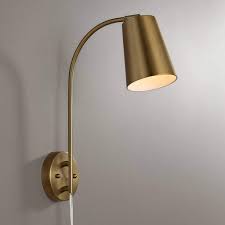 Sully Warm Brass Plug In Wall Lamp Best Affordable