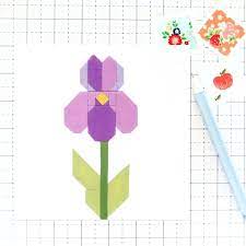 Iris Spring Flower Garden Quilt Block