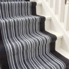 black white stripey stair carpet runner