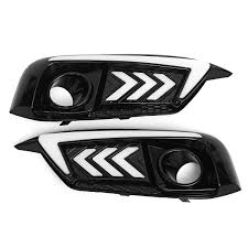 Pair Dual Color Led Drl Car Daytime Running Lights Turn Signal Fog Lamps For Honda Civic 10th 16 18