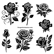 free vector rose silhouettes