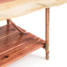 Live edge cedar slab coffee table on industrial steel base. Cedar Live Edge Rustic Coffee Table Cedar Wood Metal Copper Pipe L Niangua Furniture