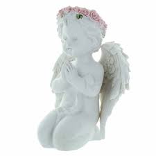 Angel Kneeling With A Crown Of Roses 14cm