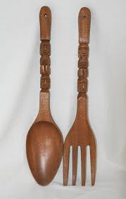 Vintage Wood Fork Spoon Wall Hanging