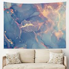 Blue Gold Marble Texture Chic Art