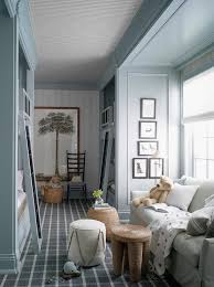 blue boys room with charcoal gray plaid