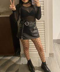 Black leather skirt with mesh top #alternative #fishnets #goth | Fishnet  outfit, Leather skirt outfit, Net leggings