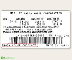 mazda touch up paint color codes