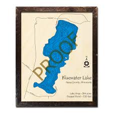 Bluewater Lake Mn 3d Wood Topo Maps