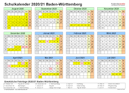 Hier können sie unsere kostenlosen kalender 2021 mit gesetzlichen feiertagen und kalenderwochen herunterladen. Schulkalender 2020 2021 Baden Wurttemberg Fur Pdf