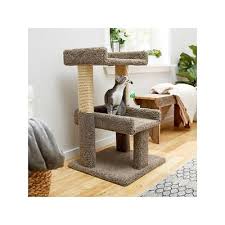 real carpet wooden cat tree with toy