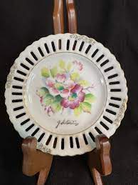Hand Painted Fine China 5” Plate G Hitomi Floral Design Cut Edge Gold Edge  | eBay