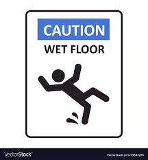 caution wet floor sign a man falling