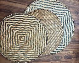 Vintage Round Woven Flat Basket Wall