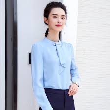 Fashion Light Blue Women Business Blouses And Shirts Ladies Office Work Wear Female Tops Clothes Blouse Uniform Styles Blouses Shirts Aliexpress