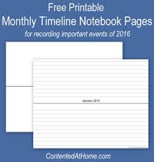 Free Printable Monthly Timeline Notebook Pages 2016
