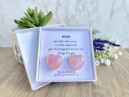 rose quartz two crystal heart gift set