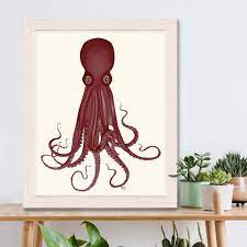 Octopus Wall Decor Red Octopus Print 8