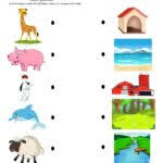 Matching Game For Children Animals And Their Homes Stock