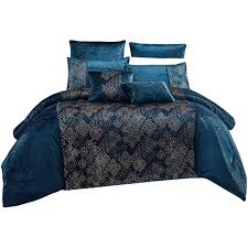 Kmart will keep you cozy with an amazing comforter set. Wpm 7 Piece Navy Blue Metallic Gold Print Comforter Set Luxury Royal Bedding Bed In A Bag With Euro Shams Decorative Pillows Kala King Walmart Com Walmart Com
