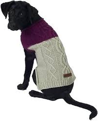Eddie Bauer Dog Coat Two Tone Cable Sweater Medium Cocoa