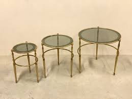Round Nesting Tables In Brass Frame