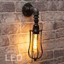 Black Industrial Iron Pipe Wall Light