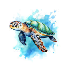 Sea Turtle Watercolor Paint Iration