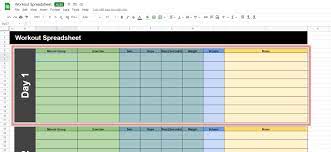 google sheets workout template 3 free