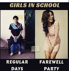 Farewell (meme) remake flipaclip {just shapes and beats}. Girls In School Regular Days Vs Farewell Party Meme Hindi Memes