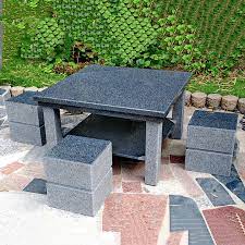 Square Black Granite Outdoor Table