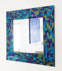 Square Mosaic Wall Mirror Teal Purple