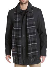 Details About Dockers Mens Coat Gray Size Medium M 2 Piece Scarf Full Zip Button 179 641