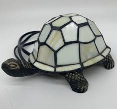 Stained Glass Turtle Table Lamp Night