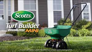 How To Use Scotts® Turf Builder® Edgeguard® Mini Broadcast Spreader -  YouTube