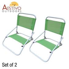 Logo brands oakland raiders team color folding tailgate chair. Buy Aestivo Set Of 2 Folding Low Beach Chairs Green Grays Australia