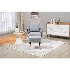 light gray linen modern accent chair