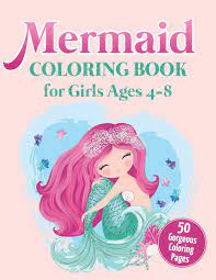 Ariel sitting with seaweeds disney princess sd610. Mermaid Coloring Book For Girls Ages 4 8 50 Gorgeous Coloring Pages Coloring Books Ew 9781073872640 Amazon Com Books