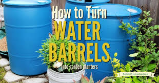 plastic water barrels into planters